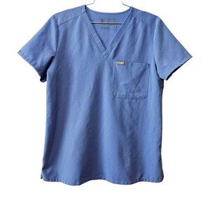 Figs Catarina One-Pocket Blue Scrub Top